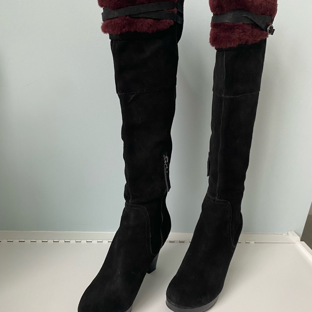 UGG Australia “Ophira” Shearling Trim Suede Boots